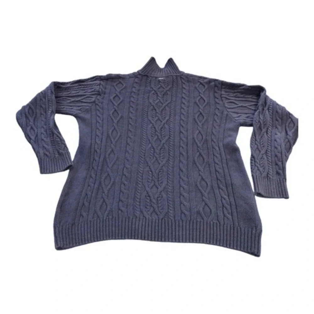 Nautica Mens Sweater Navy Blue Pullover Zipper Collar Twist Knit‎ Mens XL
